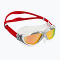 Mască de înot Aquasphere Vista alb/argintiu/roșu oglindă din titan MS505050915LMR
