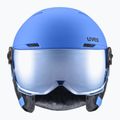 Cască de schi pentru copii  UVEX Rocket Visor Jr blue matt/mirror blue/smoke