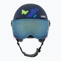 Cască de schi pentru copii  UVEX Rocket Visor Jr blue puzzle matt/mirror blue/smoke 2