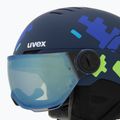 Cască de schi pentru copii  UVEX Rocket Visor Jr blue puzzle matt/mirror blue/smoke 8