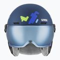 Cască de schi pentru copii  UVEX Rocket Visor Jr blue puzzle matt/mirror blue/smoke 2