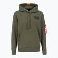 Bluză pentru bărbați Alpha Industries Red Stripe Hoodie dark green