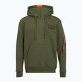 Bluză pentru bărbați Alpha Industries Red Stripe Hoodie dark green