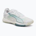 Încălțăminte de handbal pentru femei PUMA Accelerate Nitro SQD 4 Game On puma white/baltic sea blue/fresh water