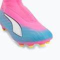 Încălțăminte de fotbal pentru copii PUMA Ultra 6 Match+ LL FG/AG Jr poison pink/puma white/sun stream/bright aqua/puma black 7