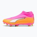 Încălțăminte de fotbal pentru copii PUMA Ultra 6 Match+ LL FG/AG Jr poison pink/puma white/sun stream/bright aqua/puma black