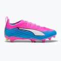 Încălțăminte de fotbal pentru copii PUMA Ultra 6 Pro Jr FG/AG poison pink/puma white/sunstream/bright aqua/puma black