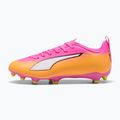 Încălțăminte de fotbal pentru copii PUMA Ultra 6 Play FG/AG Jr poison pink/puma white/sun stream/bright aqua/puma black