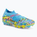 Încățăminte de fotbal PUMA Future 9 Match Advanced Level FG/AG puma white/blue glimmer/pink glimmer/yellow alert
