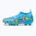 Încălțăminte de fotbal pentru copii PUMA Future 9 Match Advanced Level FG/AG Jr puma white/blue glimmer/pink glimmer/yellow alert