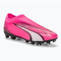 Încălțăminte de fotbal pentru copii PUMA Ultra Match LL FG/AG Jr poison pink/puma white/puma black