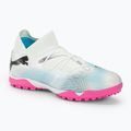 Încălțăminte de fotbal pentru copii PUMA 7 Match TT + Mid puma white/puma black/poison pink