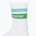 Șosete compresive de alergat pentru bărbați CEP Miami Vibes 80's white/green aqua 5