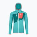 Hanorac cu glugă cu glugă Ortovox Fleece Grid pentru femei turcoaz 8720100036