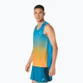 Tricou de alergare pentru bărbați ASICS Road Fade Singlet Aegean Blue/Yamabuki 4