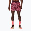 Pantaloni scurți de alergare pentru bărbați Asics Fujitrail All Over Print 5In Short Blazing Coral/Dark Aubergine
