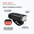 Far de bicicletă față Lezyne React Drive Front matte black 7