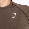 Tricou de antrenament pentru femei cu mânecă lungă Gymshark Vital Seamless Top maro/alb 5