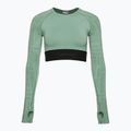 Gymshark Vision Crop Top pentru femei cu mânecă lungă de antrenament verde/negru 5