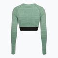 Gymshark Vision Crop Top pentru femei cu mânecă lungă de antrenament verde/negru 6