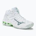 Încălțăminte de volei pentru femei Mizuno Wave Voltage Mid white/glacial ridge/patina green