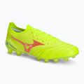 Încălțăminte de fotbal pentru bărbați Mizuno Morelia Neo IV Β Elite MD safety yellow/fiery coral 2/galaxy silver
