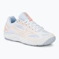 Încălțăminte de volei pentru femei Mizuno Cyclone Speed 4 white/peach parfait/halogen blue