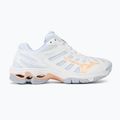 Încălțăminte de volei pentru femei Mizuno Wave Voltage white/peach parfait/halogen blue 2