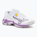 Încălțăminte de volei pentru femei Mizuno Wave Lightning Z8 white/patrician purple/quince