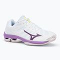 Încălțăminte de volei pentru femei Mizuno Wave Voltage 2 white/patrician purple/quince