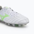 Încălțăminte de fotbal pentru bărbați Mizuno Morelia Neo IV Pro Md white/neon green/cool gray 3c 7