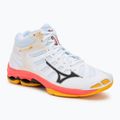 Încălțăminte de volei Mizuno Wave Voltage 2 Mid white/fiery coral 2/citrus