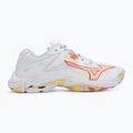 Încălțăminte de volei pentru femei Mizuno Wave Lightning Z8 white/calypso coral/pale banan 2