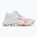Încălțăminte de volei pentru femei Mizuno Wave Lightning Z8 Mid white/calypso coral/pale banan 2