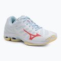 Încălțăminte de volei pentru femei Mizuno Wave Voltage 2 white/calypso coral/pale banan
