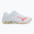 Încălțăminte de volei pentru femei Mizuno Wave Voltage 2 white/calypso coral/pale banan 2
