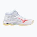 Încălțăminte de volei pentru femei Mizuno Wave Voltage 2 Mid white/calypso coral/pale banan