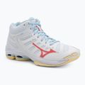 Încălțăminte de volei pentru femei Mizuno Wave Voltage 2 Mid white/calypso coral/pale banan