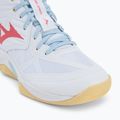 Încălțăminte de volei pentru femei Mizuno Wave Momentum Pro Mid white/calypso coral/pale banan 7