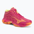 Încălțăminte de volei Mizuno Wave Lightning Elite Mid pink tetra/fortune yellow/light