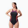 Costum de baie dintr-un element Speedo High Neck Splice Cross Back black/plum dandy/siren red 5