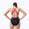 Costum de baie dintr-un element Speedo High Neck Splice Cross Back black/plum dandy/siren red 7