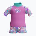 Costum de baie din două piese pentru copii Speedo Digital Rash Top Set neon violet