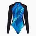 Costum de înot dintr-o piesă pentru femei Speedo Printed LS Zip One Piece rapture glow/dark teal