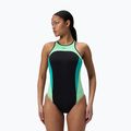 Costum de baie întreg pentru femei Speedo High Neck Splice Cross Back turquoise gem