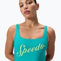 Costum de baie întreg pentru femei Speedo Logo Square Back turquoise gem 5