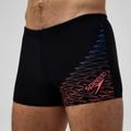 Boxeri de înot pentru bărbați Speedo Medley Logo Aquashort negru/coral neon 5
