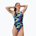 Costum de baie întreg pentru femei Speedo FL Printed Leaderback ripple melody/lagoon blue