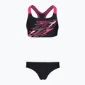 Costum de baie din două piese pentru copii Speedo Medley Logo Racerback 2pc anthracite/pink
