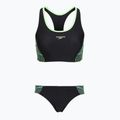 Costum de baie din două piese pentru femei Speedo Placement Raceback 2pc anthracite/clover